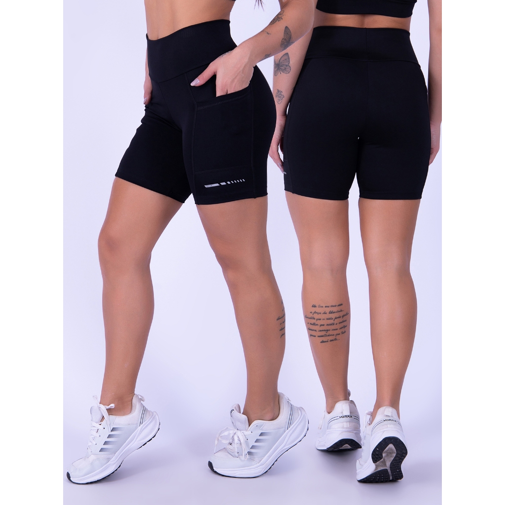 Short Leg Bermuda Corrida de Poliamida com Bolsos Cobertura