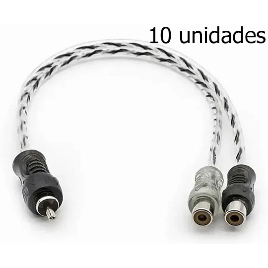 10 Unidades Cabo RCA Y Injetado Svart Techone Antiruido Som Automotivo