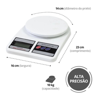 Balança Branca de Cozinha de Precisão 10kg Pesagem Alimentos Portatil Tara Digital Display em Oferta na Shopee