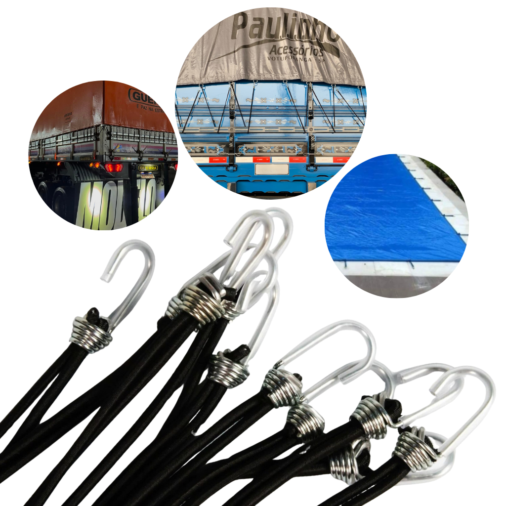 Kit 10 Extensores Elásticos 35cm com Gancho – Ideal para Lonas, Caminhões, Piscinas e Bagagens Kit 10 Extensores Elásticos 35cm com Gancho – Ideal para Lonas, Caminhões, Piscinas e Bagagens
