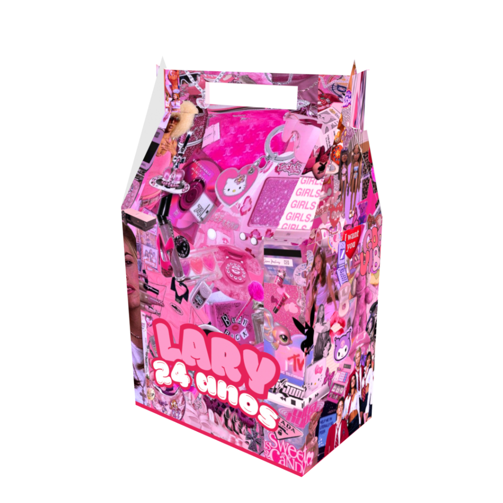 Caixinha Maleta anos 2000 Y2K para Lembrancinha para Festa Personalizada Qualquer Tema