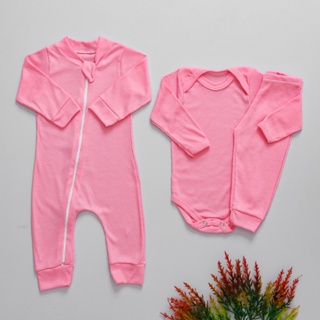 Kit 3 Peças Macacão Body e Calça Canelado Bebê 100% algodão Antialérgico Longo em Oferta na Shopee