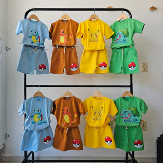 Conjunto verão infantil pokémon pikachu camiseta shorts ou shorts saia em Oferta na Shopee