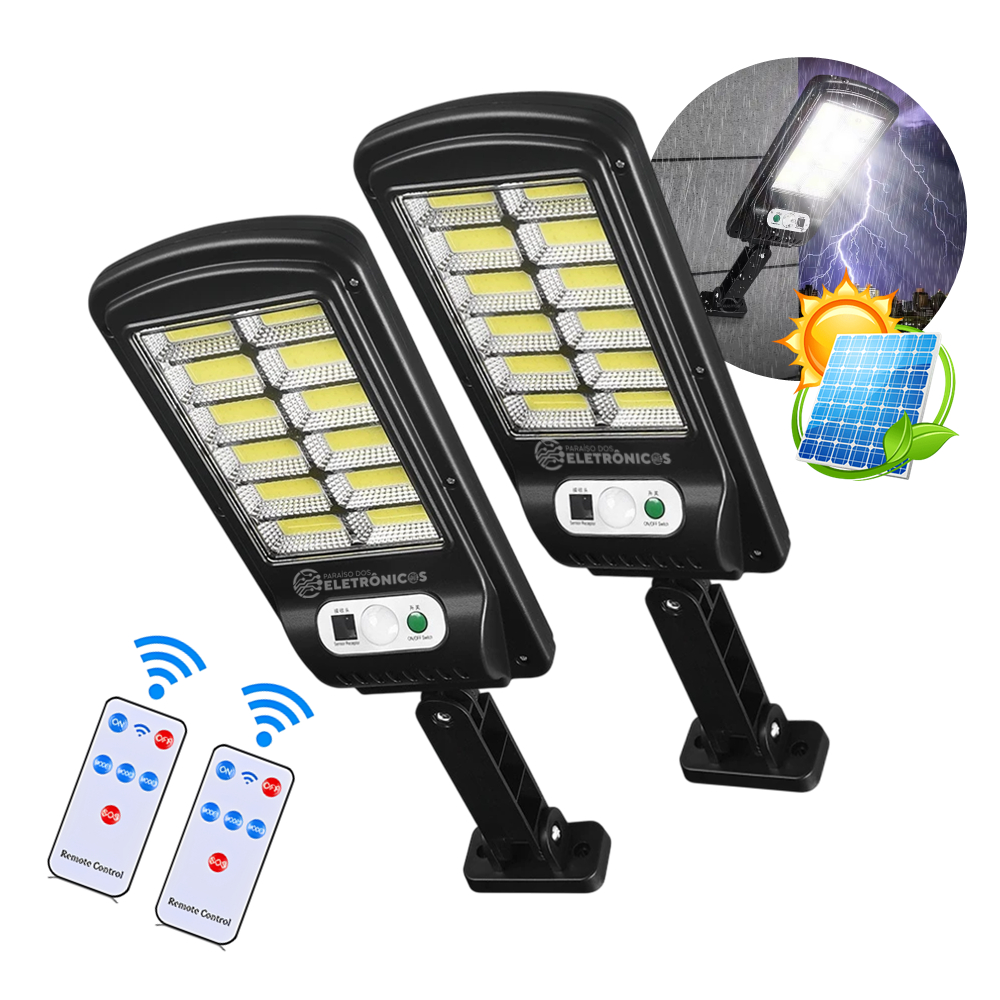 Kit 2 Luminárias LED Solar 600W De Parede Sem Fio Com Controle Remoto e Alta Potência IP66 LKY0018A em Oferta na Shopee