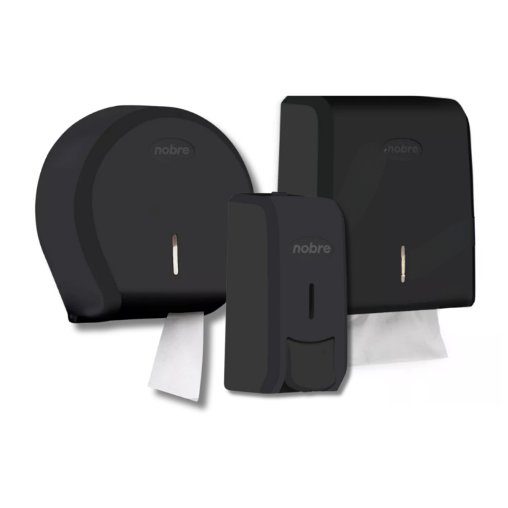 Kit 3 Dispenser PRETO ou BRANCO De Papel Nobre Manual 300m Parede Banheiro Escritório em Oferta na Shopee
