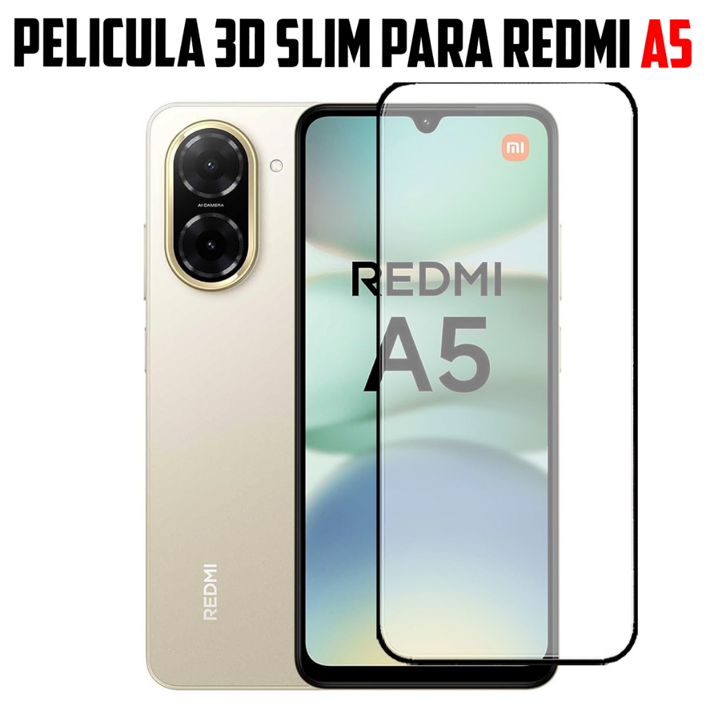 Película 3D Slim De Vidro Temperado Protetora para Xiaomi Redmi A5