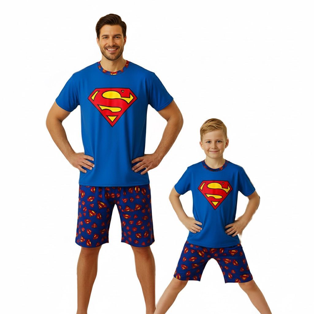 Kit 2 Pijamas Curto Masculino Menino Pai Filho Estampa Igual