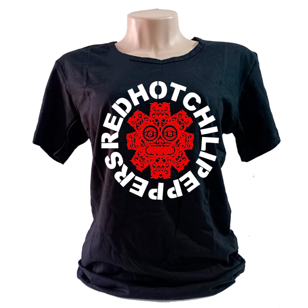 Camiseta babylook feminina Red Hot Chili Peppers Logo. Rock