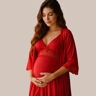 KIT Camisola Amamentação Maternidade e Pós Parto + Robe em Microfibra com Renda. em Oferta na Shopee