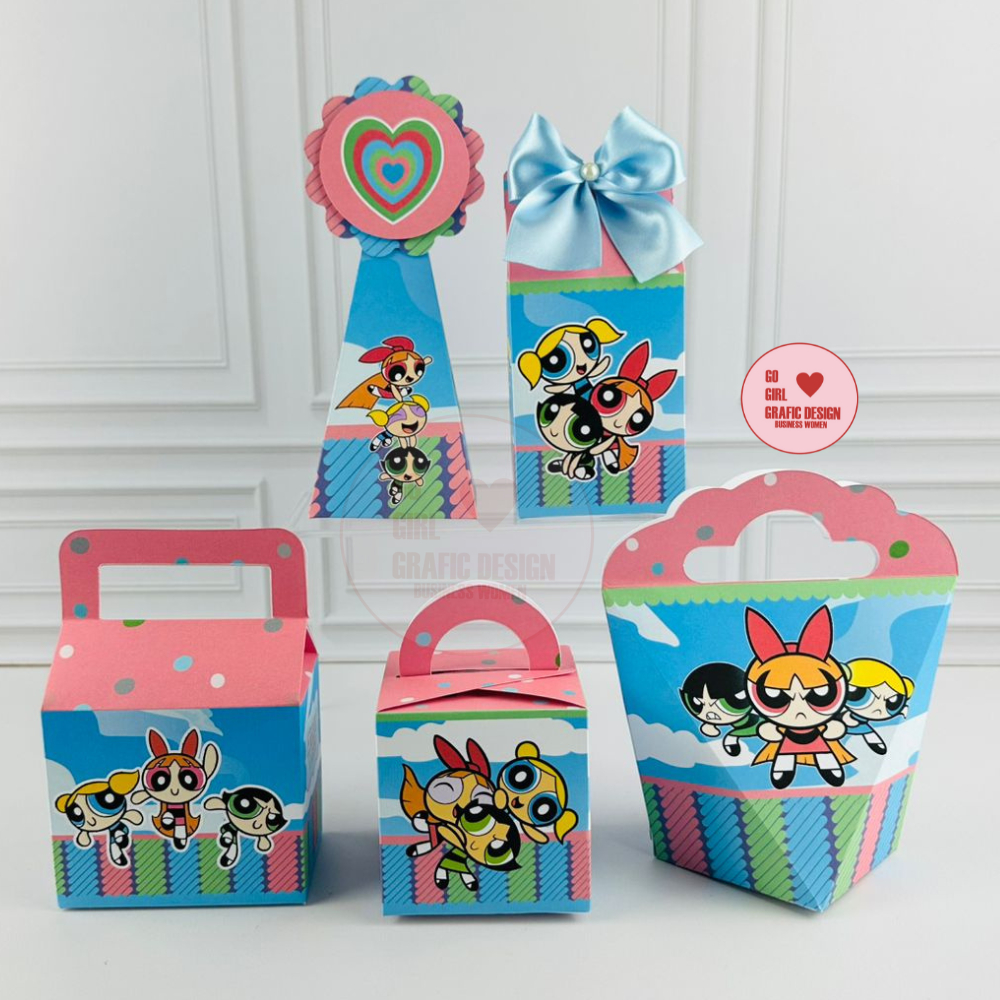 PEGUE E MONTE– Kit festa Lembrancinhas As Meninas Superpoderosas - Caixinhas Personalizadas - Papelaria Personalizada