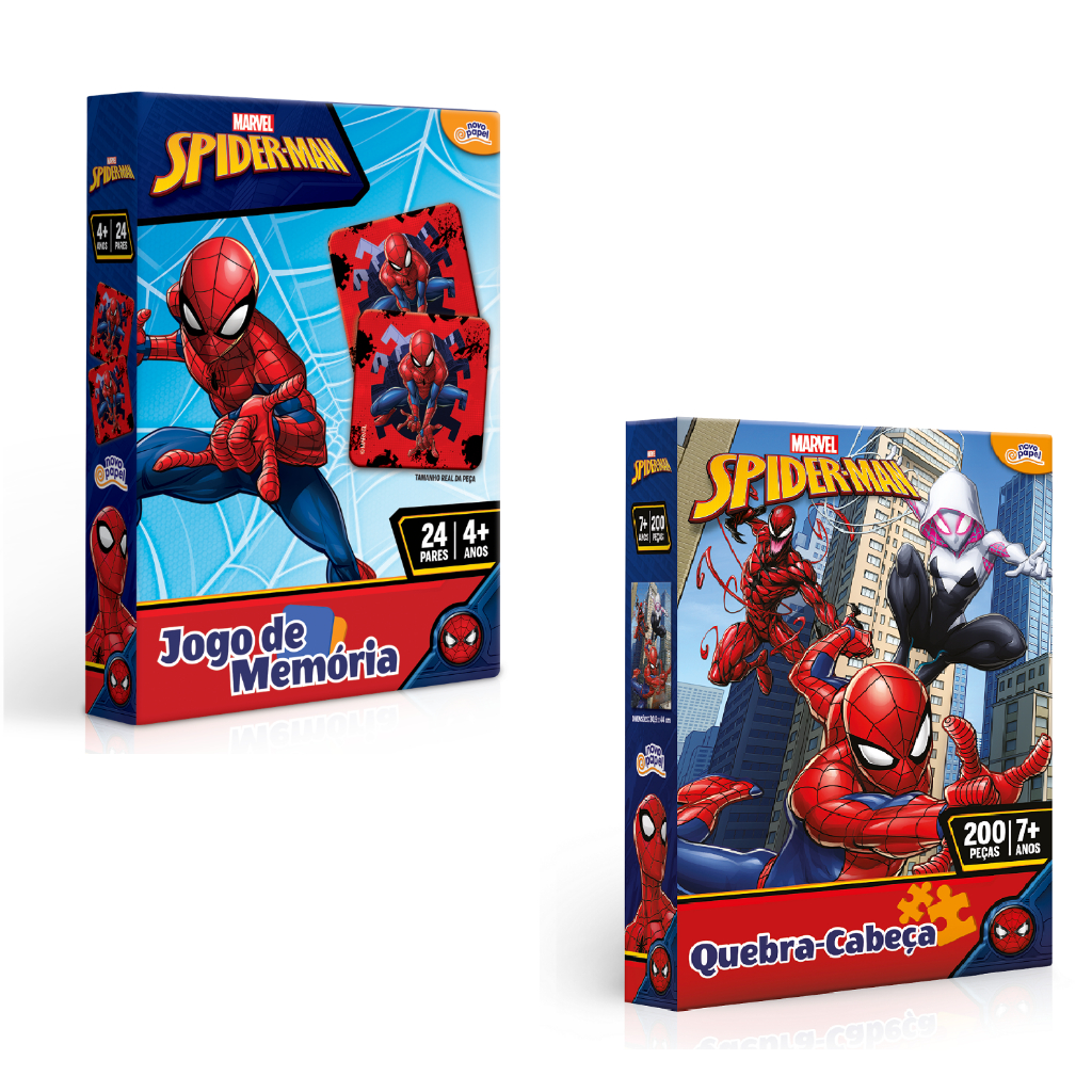 Kit Jogo de Memória & Quebra Cabeça 200 Peças Homem Aranha - Toyster 8023/8016