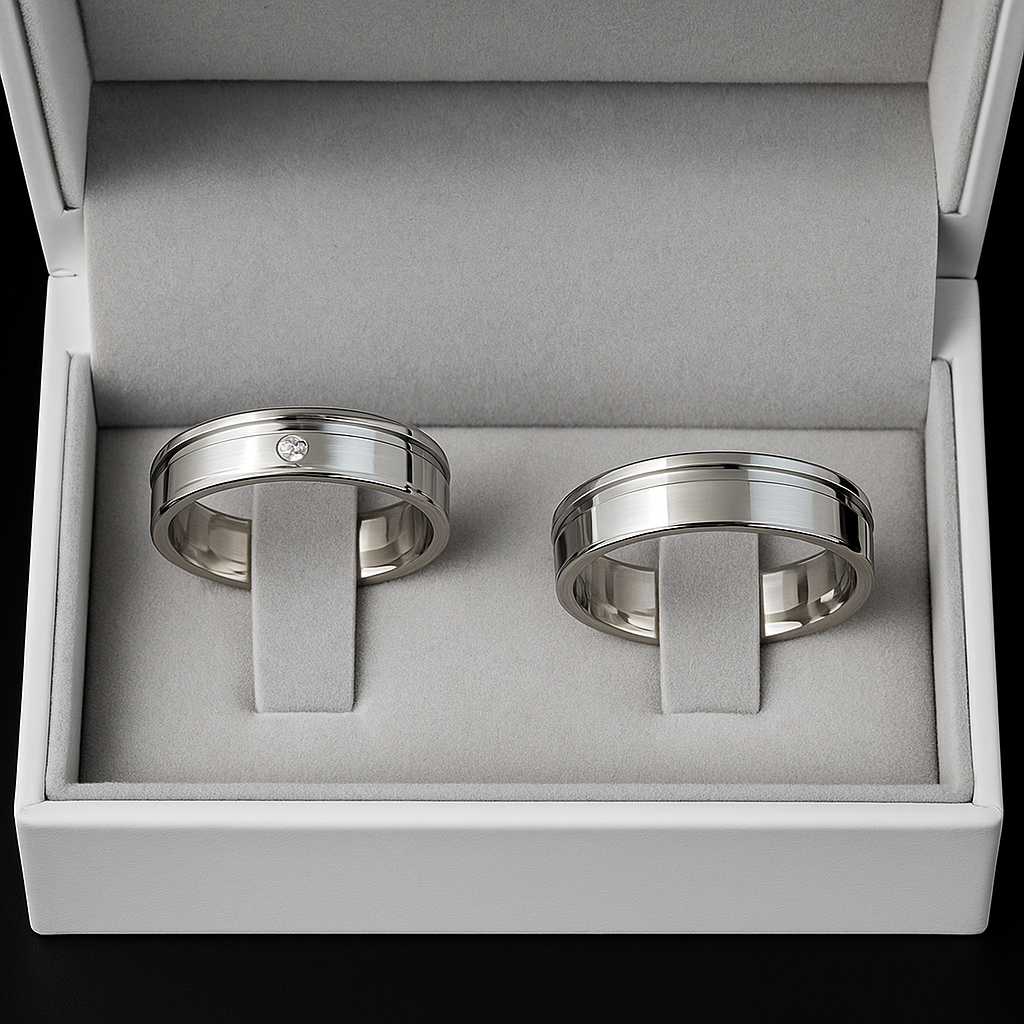 Par de Alianças Namoro Aço Inox Premium 6mm com Super Brilho Feminina com Pedra Central Antialérgicas e Resistentes em Oferta na Shopee