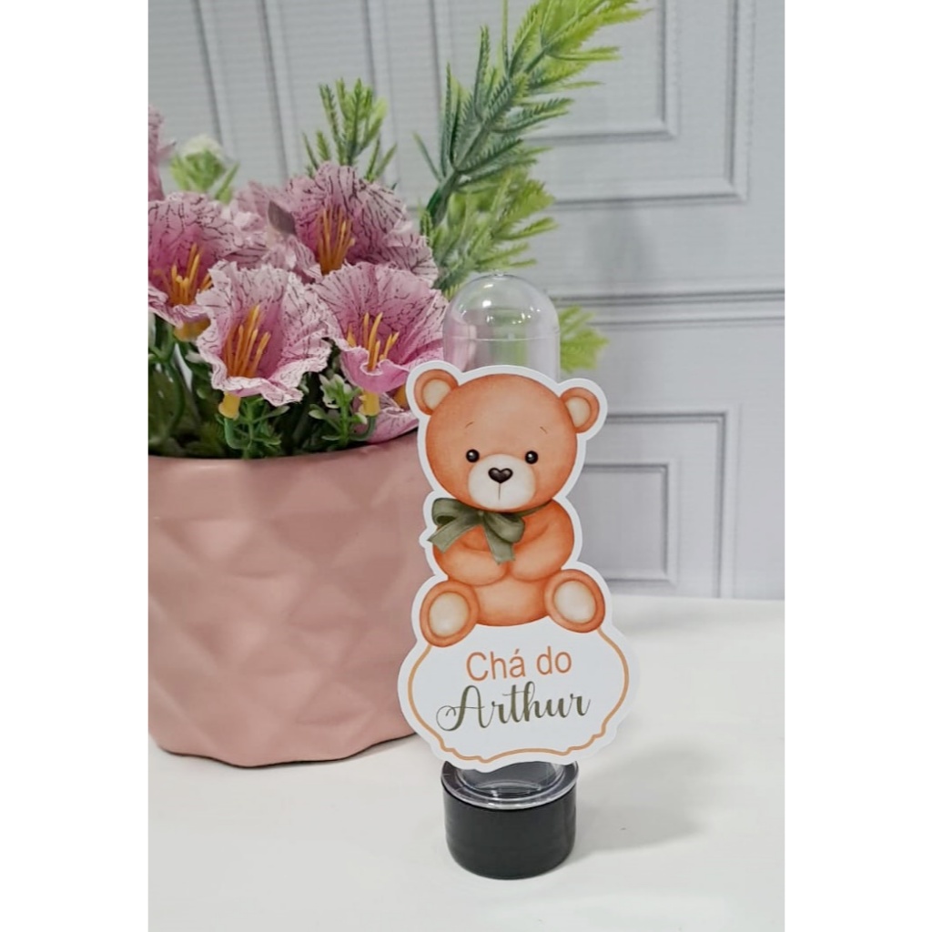 Aplique para tubete chá de bebe ursinho verde/chá revelação/festa/personalizados/papel fotográfico