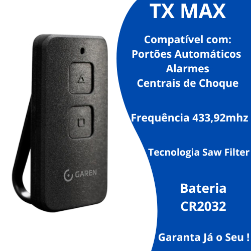 Controle Remoto para Portão Automático Garen PPA  AGL HDL Intelbras Tx Max/Tx Lighr