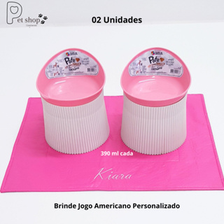 2 Comedouro Elevado Vasilha Alto Postura Pet 390ml Cachorro + GRATÍS Jogo Americano Personalizado em Oferta na Shopee