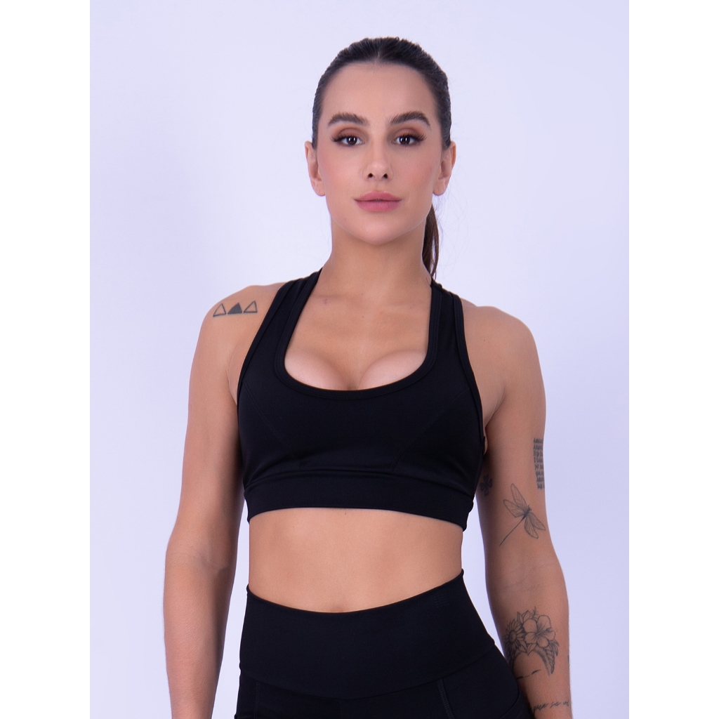 Top Feminino de Poliamida Cobertura Sustentação em Oferta na Shopee