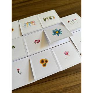 20 cartões para recado COM VINCO tema jardim flores passarinho - sem envelope em Oferta na Shopee