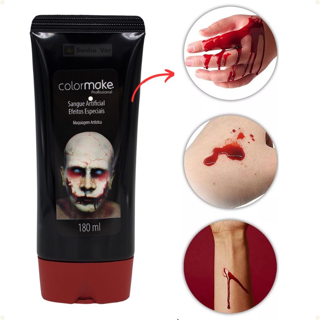 Sangue Falso Artificial Comestível Para Maquiagem Artística Halloween 15ml em Oferta na Shopee