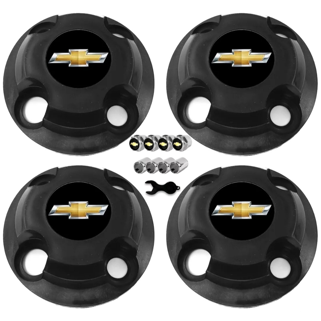 Kit 4 Calota Centro Roda Compatível com Classic Aro 13 14 15 + Bico Pneu