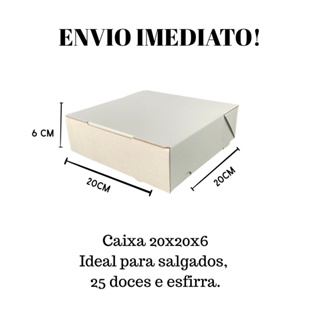 KIT COM 20 unid. caixa papelão quadrada doces e salgados 20x20x6 em Oferta na Shopee