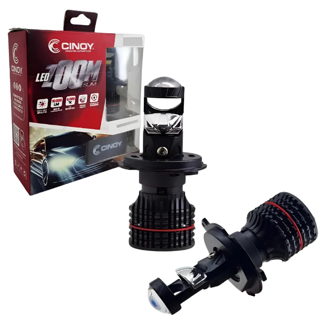 Lâmpada Automotiva Cinoy Zoom H4 Canhão Projetor Top 10.000 Lumens 6000k 12v Luz Branca em Oferta na Shopee