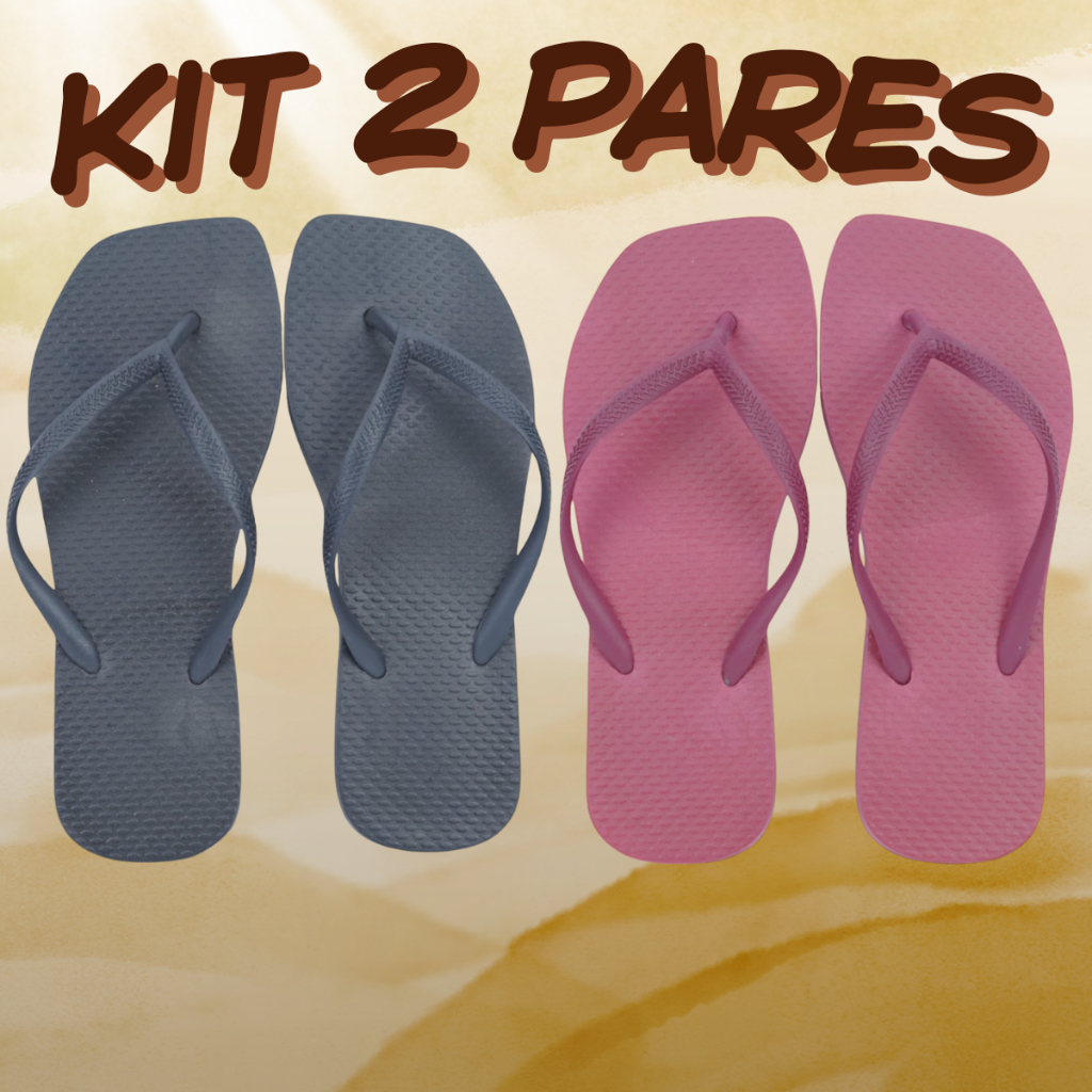 KIT 2 PARES Sandália Feminina Casual Chinelo Confortável Antiderrapante Leve Ideal Para Passeios