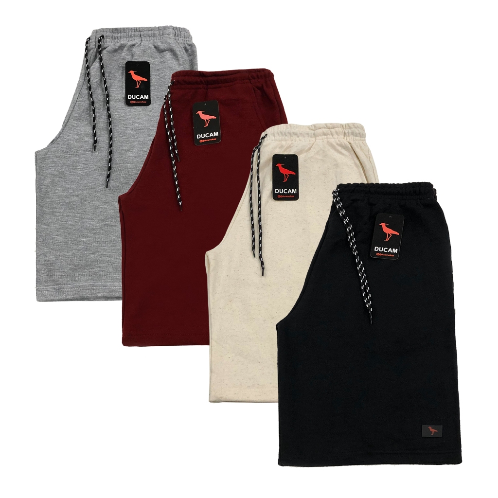 Kit 4 Bermuda Moletom Academia Treino Masculina Algodão Ducam Cores Sortidas 2 Bolsos em Oferta na Shopee