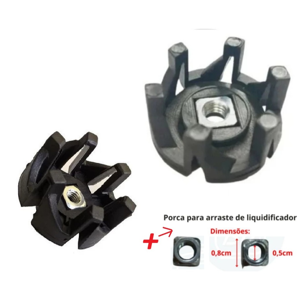 Kit com 1 Arraste +2 Porcas de Arraste para Copo de Liquidificador – Mondial/Walita/Mallory e Outros
