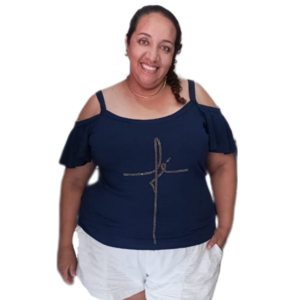 Blusa Cigana Feminina Plus Size Veste Tamanho 40 ao 64 (M ao G10) Ciganinha com Pedraria Fé