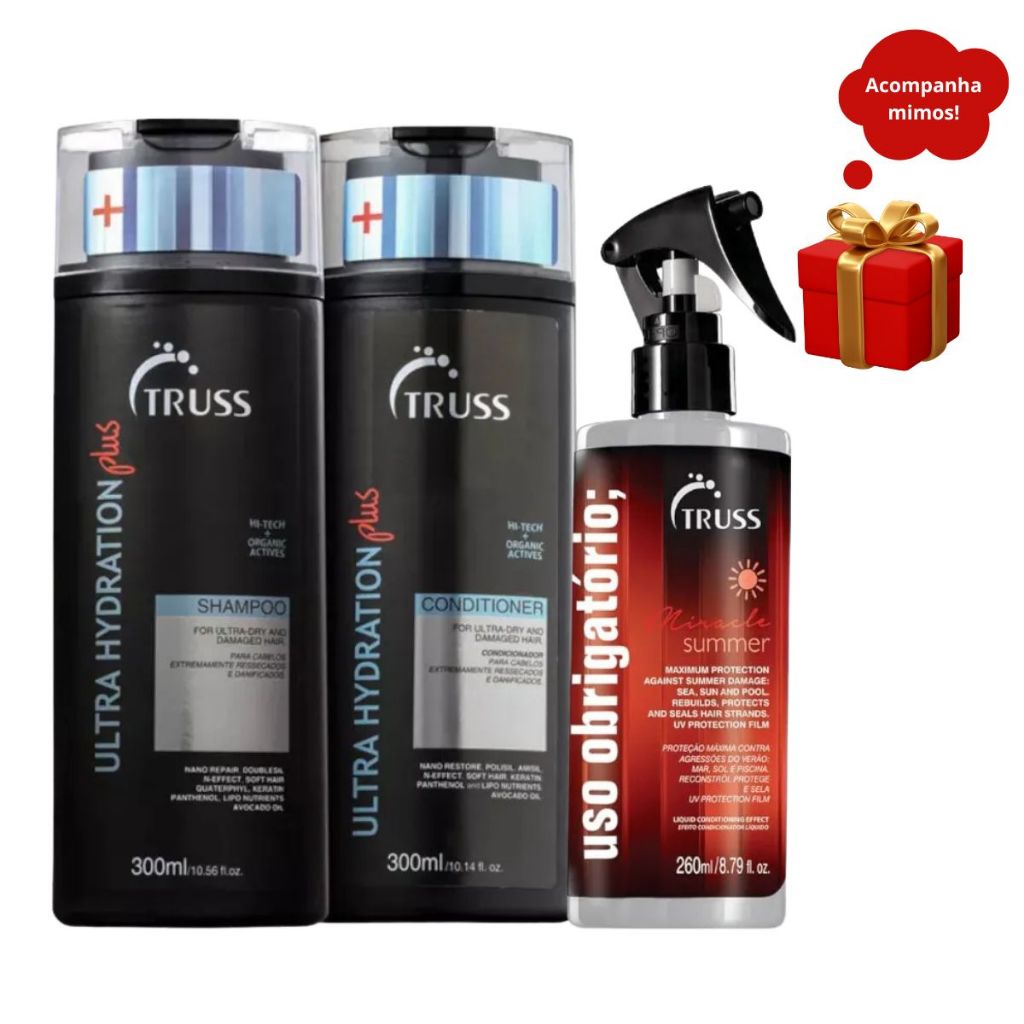Truss Ultra Hydration Plus Shampoo e Condicionador 300ml+Summer Miracle 260ml