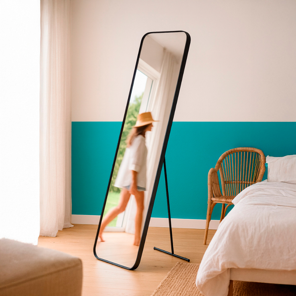 Espelho Corpo Inteiro Retângular 36x146cm C/ Suporte De Chão para Sala Quarto Escritório em Oferta na Shopee