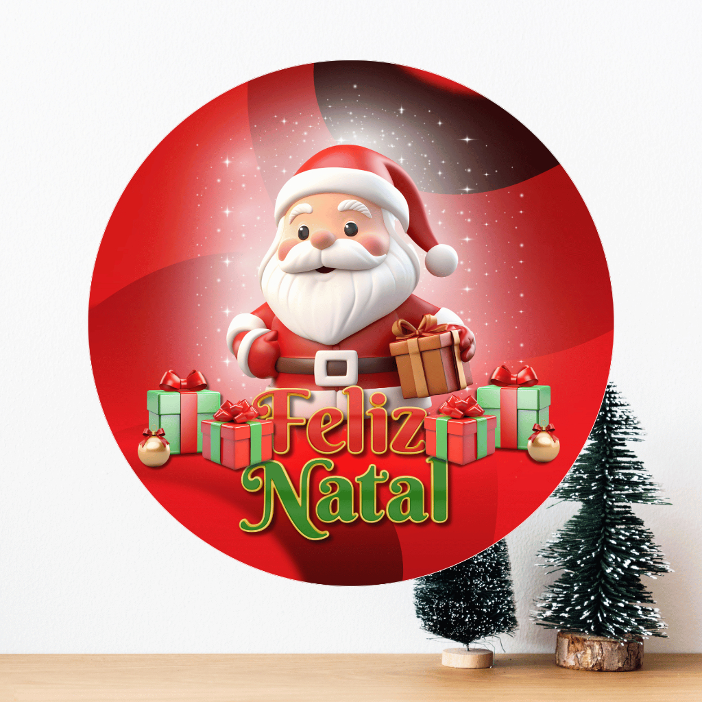 Capa Para Painel Redondo Natal Final de Ano Decoração Natalina Sublimada Boas Festas Feliz Natal Ano Novo