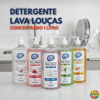 Kit 2 Detergentes Concentrados 1L - Tira Cheiro Forte e Desengordura | Rende Mais em Oferta na Shopee