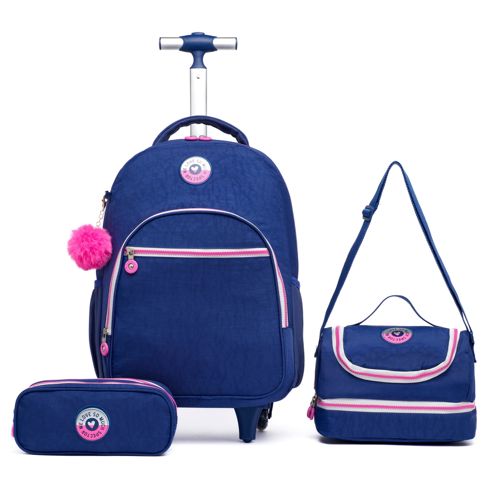 Kit Mochila Rodinhas Lancheira Estojo Feminina Juvenil Viagem Spector Passeio em Oferta na Shopee