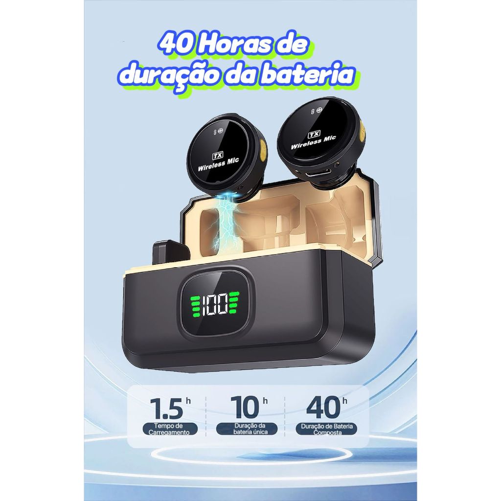 Mini Microfone De Lapela Sem Fio Profissional Magnético Com Cancelamento De Ruído Para iPhone ou Android Tipo C