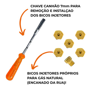 Kit 6 Injetores Conversão de Fogão ou Cooktop GN para GLP ou GLP para GN Todas as Medidas Com Chave em Oferta na Shopee