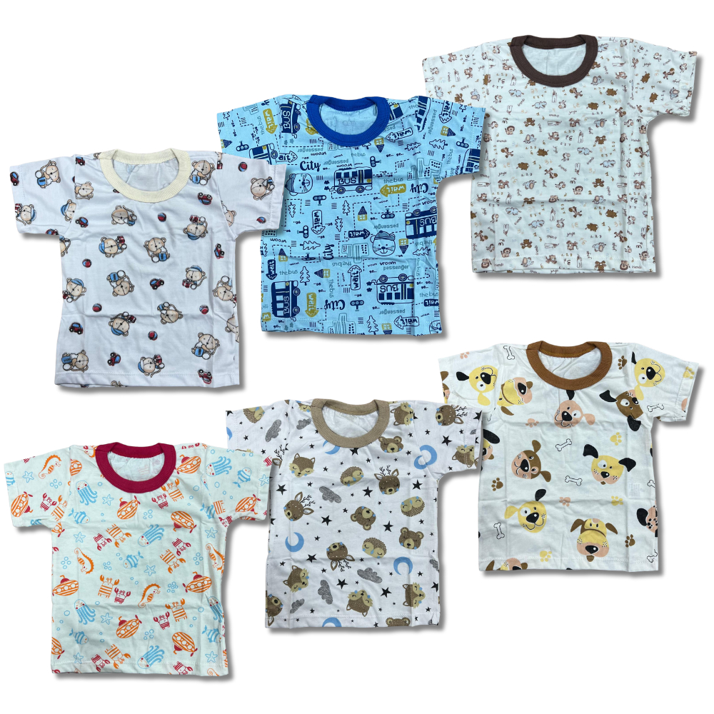 Camisetas Manga Curta Bebê Masculino Kit 6 Peças Blusa Verão Infantil Menino Roupa Calor Tam 1 2 3
