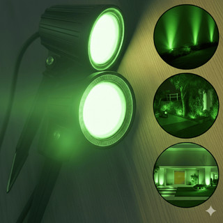 Kit 2 Luminária Espeto Jardim Cob Led 5w Ip65 Aaatop Bivolt Verde Paisagismo Quintal Área Externa