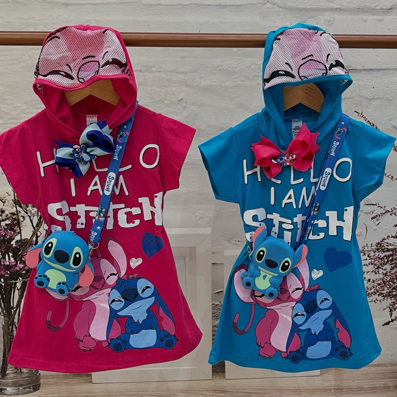 VESTIDO STITCH E ANGEL COM TOUCA