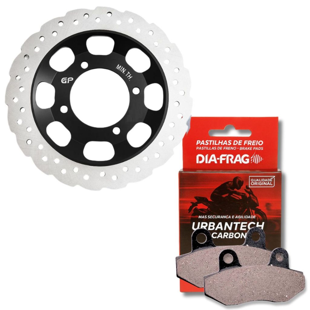Disco de Freio Dianteiro P/ Shineray Jet 50 2012-2024 / Jet 125 2012-2024 + Pastilhas Diafrag