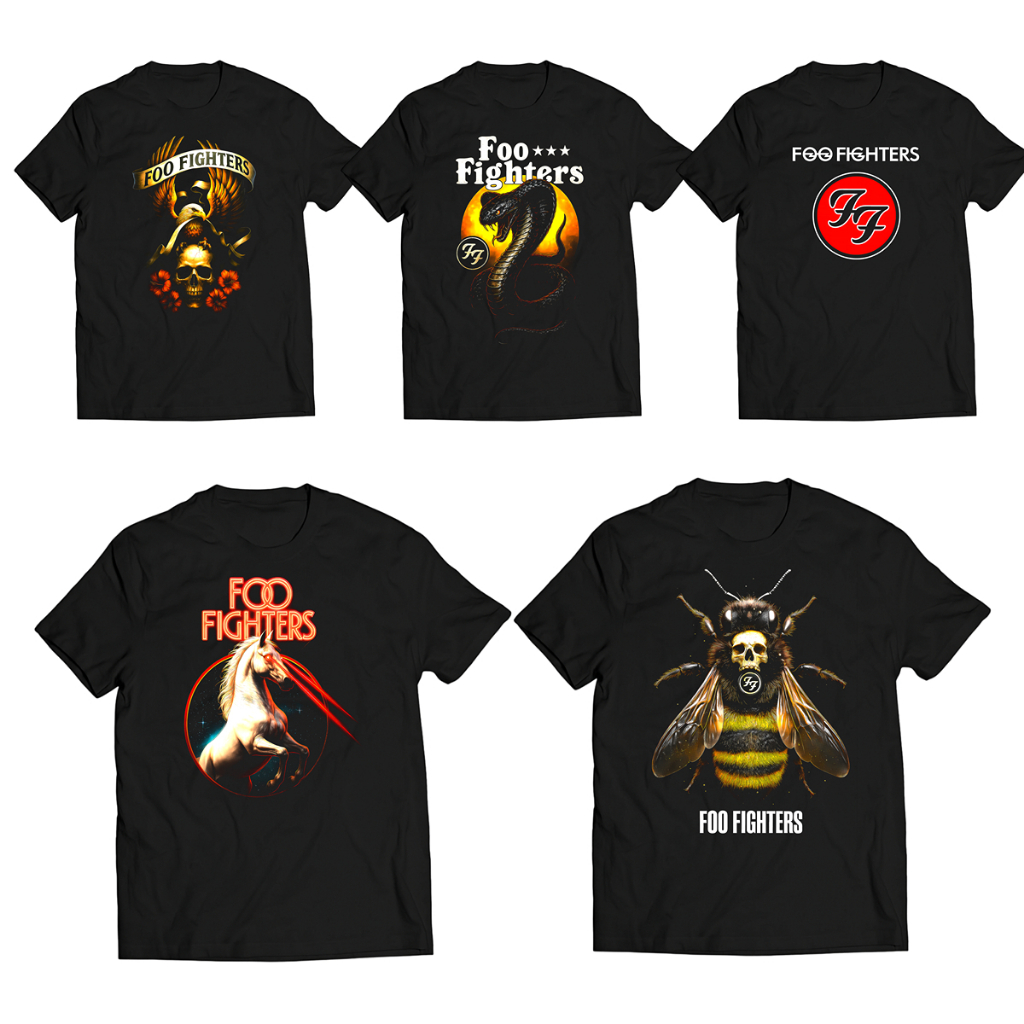 Camiseta Banda Foo Fighters 100% Algodão Unissex Diversas Estampas em Halftone