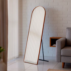 Espelho Corpo Inteiro Vitral 36x146cm C/ Suporte De Chão para Sala Quarto Escritório