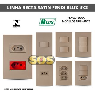 CONJUNTOS 4X2 BLUX TOMADAS 10A, 20A,  INTERRUPTORES, Rj45 OU Rj11 RECTA SATIN FENDI em Oferta na Shopee