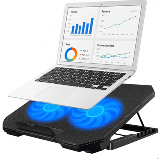 Suporte Para Notebook Com 2 Coolers Ventoinhas Fans Potentes Base Refrigerada Laptop em Oferta na Shopee