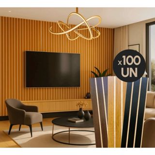 Kit até 100 Placas Ripadas MDF 45×11cm Painel Decorativo Revestimento de Parede Autocolante Premium em Oferta na Shopee