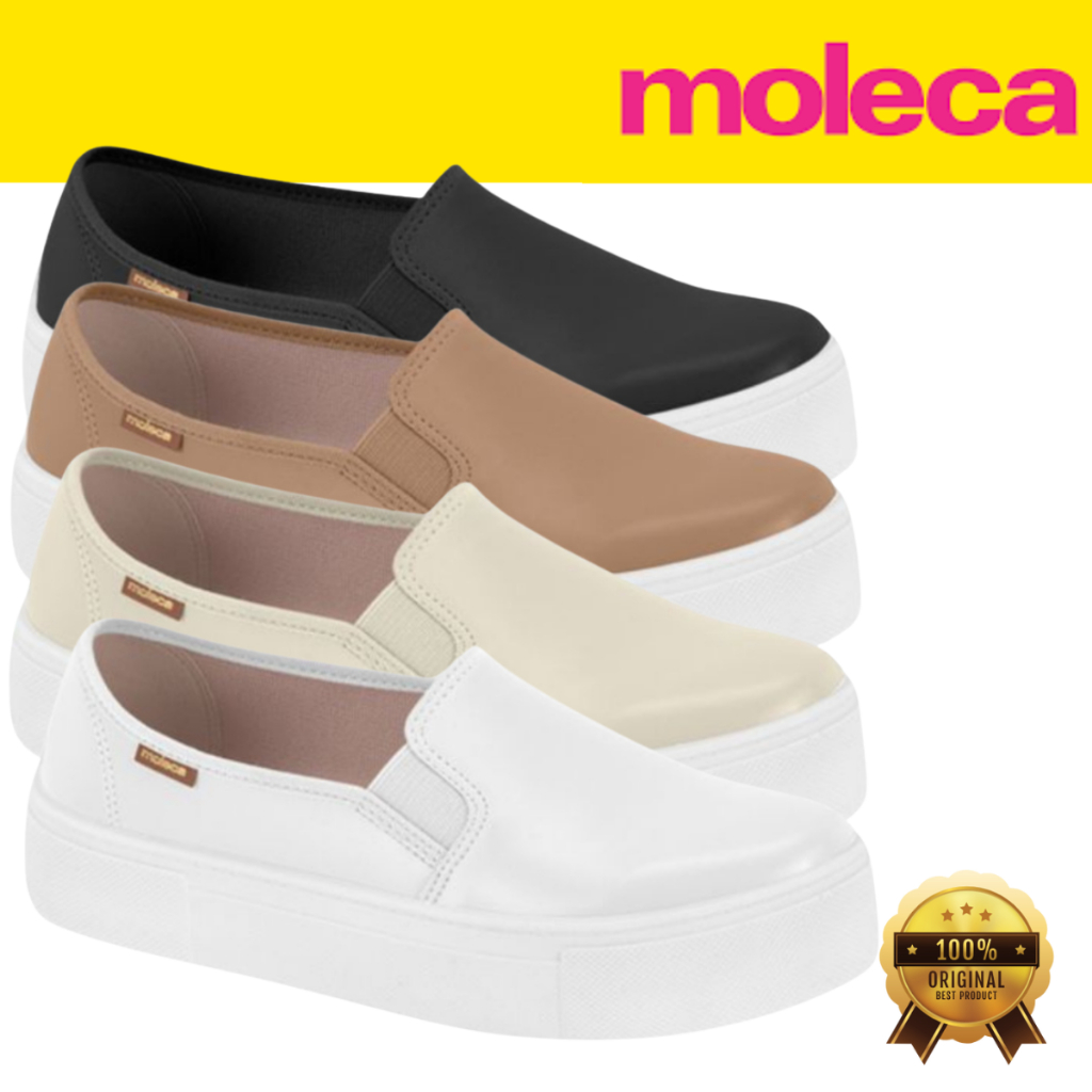 Tênis Moleca Feminino Slip On Calce Fácil Elástico Confortável Flatform 5658.530 Original