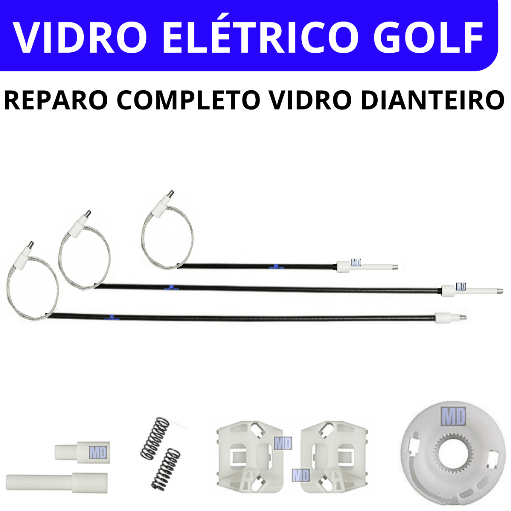 Kit Reparo Vidro Elétrico Porta Dianteira Golf Sapão Mk4 1998 a 2013 - Lado Motorista ou Passageiro