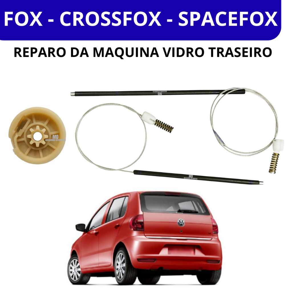 Kit Reparo Cabo Máquina Vidro Elétrico Traseiro Fox Spacefox Crossfox – Compativel Porta Dir ou Esq