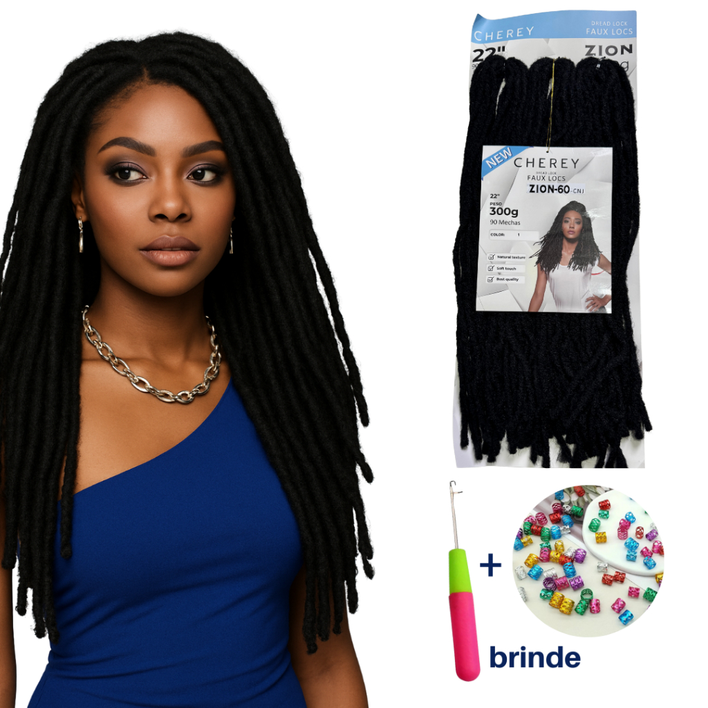Cabelo de Dread Locs Faux Removível 300 Gramas + Agulha e 10 Anéis