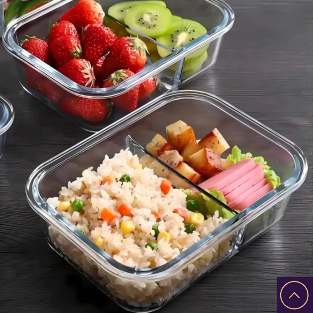 Pote Hermético de Vidro com Divisória – Tampa Silicone, Freezer, Micro-ondas e Lava-louça